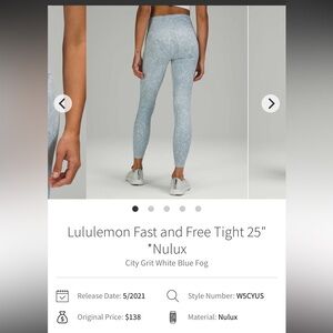 Lululemon Fast and Free Tight 25"